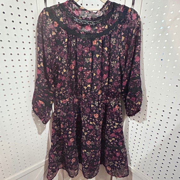 LOFT Floral Print Button Front V Neck Long Sleeve Sheath Dress Womens Medium - Picture 7 of 7